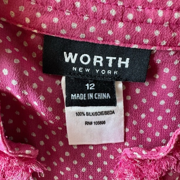 Worth NY 100% silk pink polka dot sleeveless blouse size 12 - Picture 2 of 5